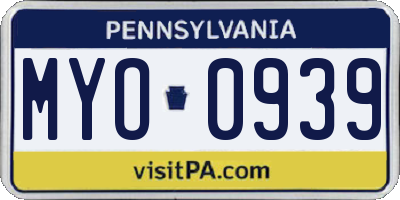 PA license plate MYO0939