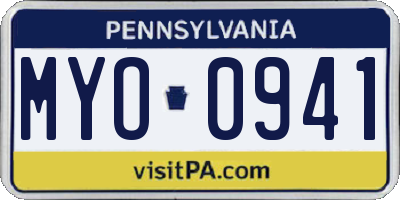 PA license plate MYO0941