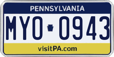 PA license plate MYO0943