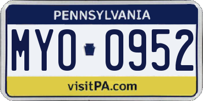 PA license plate MYO0952