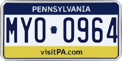PA license plate MYO0964