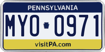 PA license plate MYO0971