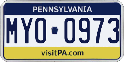 PA license plate MYO0973