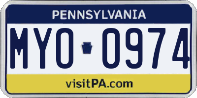 PA license plate MYO0974