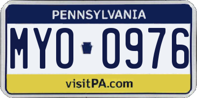 PA license plate MYO0976