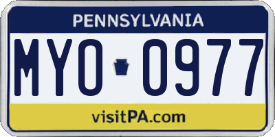 PA license plate MYO0977
