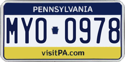 PA license plate MYO0978