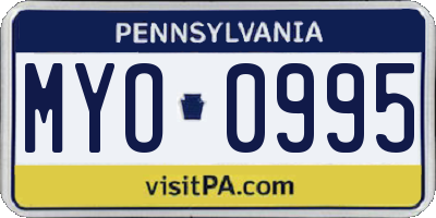 PA license plate MYO0995