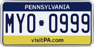 PA license plate MYO0999