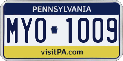 PA license plate MYO1009