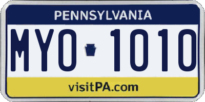 PA license plate MYO1010
