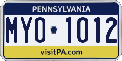 PA license plate MYO1012