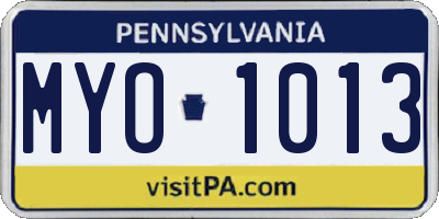 PA license plate MYO1013