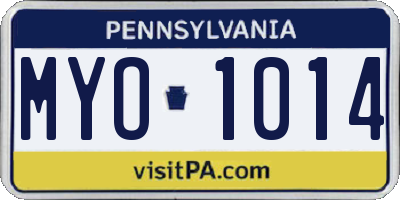 PA license plate MYO1014
