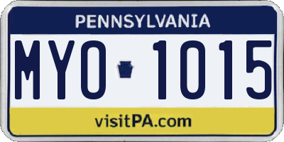 PA license plate MYO1015