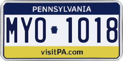 PA license plate MYO1018