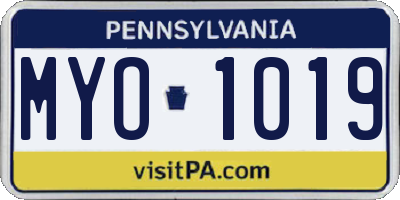 PA license plate MYO1019