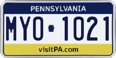 PA license plate MYO1021