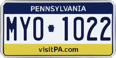 PA license plate MYO1022