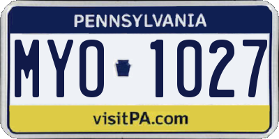 PA license plate MYO1027