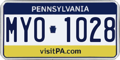 PA license plate MYO1028
