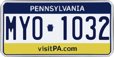 PA license plate MYO1032