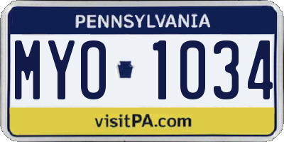 PA license plate MYO1034