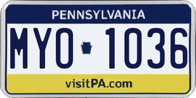 PA license plate MYO1036