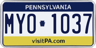 PA license plate MYO1037