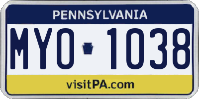 PA license plate MYO1038