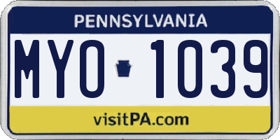 PA license plate MYO1039