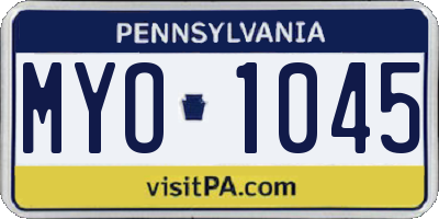 PA license plate MYO1045