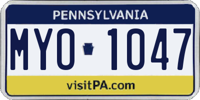 PA license plate MYO1047