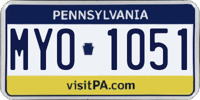 PA license plate MYO1051