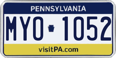 PA license plate MYO1052