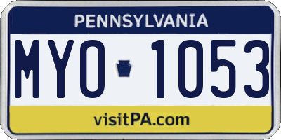 PA license plate MYO1053