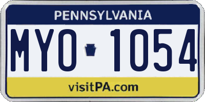 PA license plate MYO1054