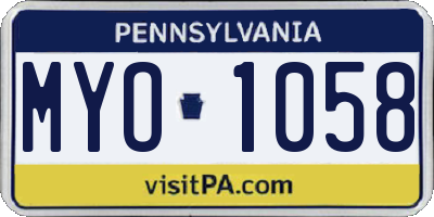 PA license plate MYO1058