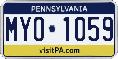 PA license plate MYO1059