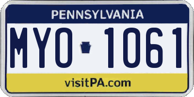 PA license plate MYO1061