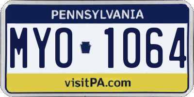 PA license plate MYO1064