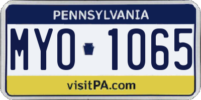 PA license plate MYO1065