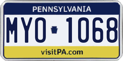 PA license plate MYO1068