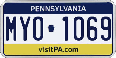 PA license plate MYO1069