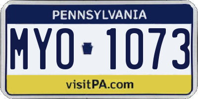 PA license plate MYO1073