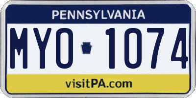 PA license plate MYO1074