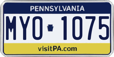 PA license plate MYO1075