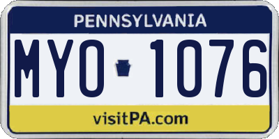PA license plate MYO1076
