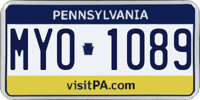 PA license plate MYO1089