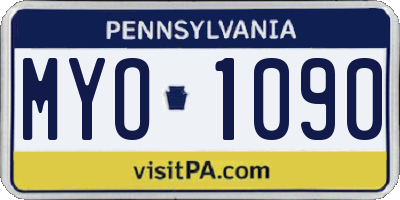 PA license plate MYO1090